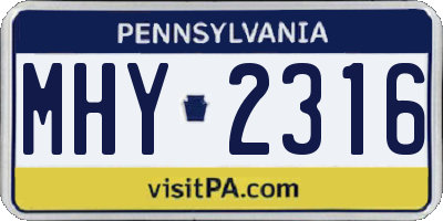 PA license plate MHY2316