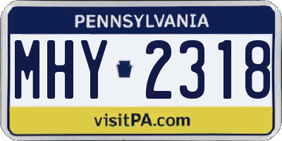 PA license plate MHY2318
