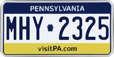 PA license plate MHY2325