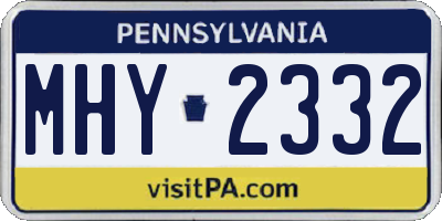 PA license plate MHY2332