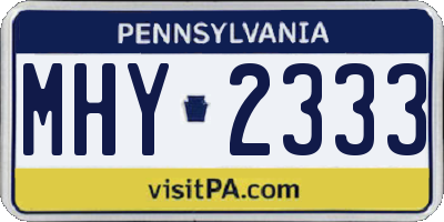 PA license plate MHY2333