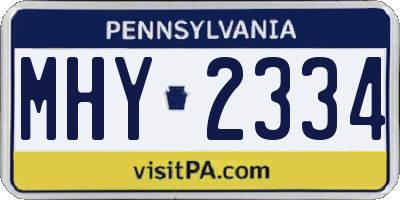 PA license plate MHY2334