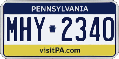 PA license plate MHY2340