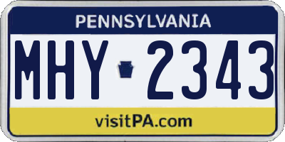 PA license plate MHY2343