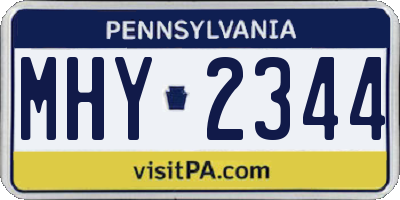 PA license plate MHY2344