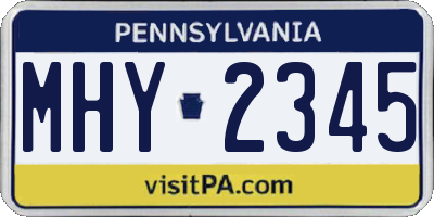 PA license plate MHY2345