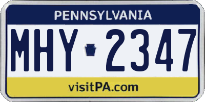 PA license plate MHY2347