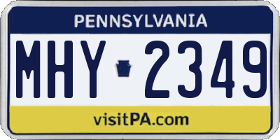 PA license plate MHY2349