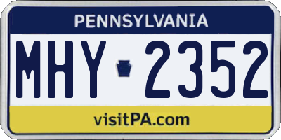 PA license plate MHY2352