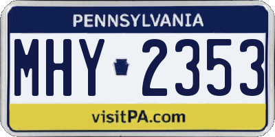 PA license plate MHY2353