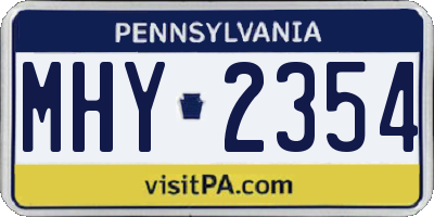 PA license plate MHY2354