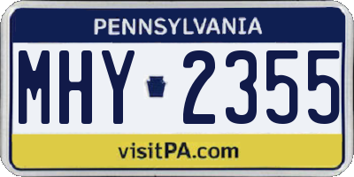 PA license plate MHY2355