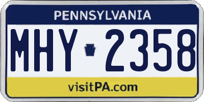 PA license plate MHY2358