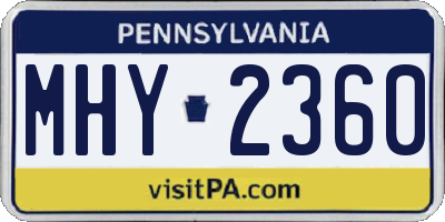 PA license plate MHY2360