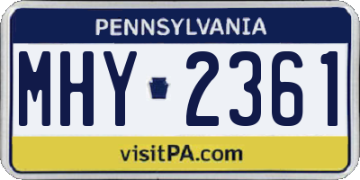 PA license plate MHY2361