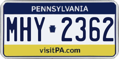 PA license plate MHY2362