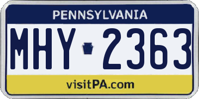PA license plate MHY2363
