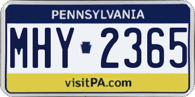 PA license plate MHY2365