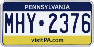 PA license plate MHY2376