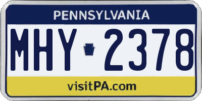 PA license plate MHY2378
