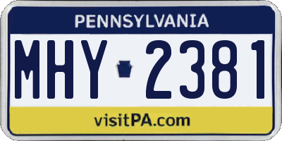 PA license plate MHY2381