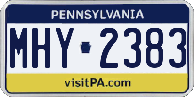 PA license plate MHY2383