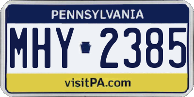 PA license plate MHY2385