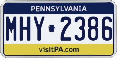 PA license plate MHY2386