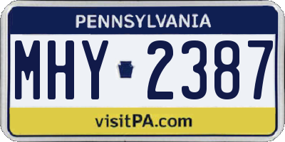 PA license plate MHY2387