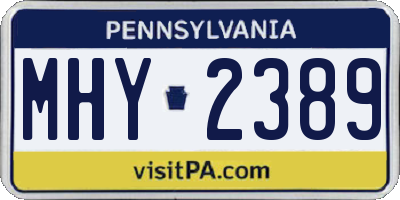 PA license plate MHY2389