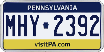 PA license plate MHY2392