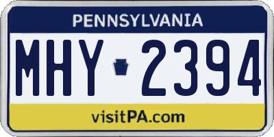 PA license plate MHY2394