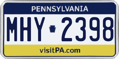 PA license plate MHY2398