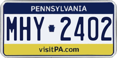 PA license plate MHY2402