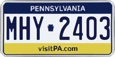 PA license plate MHY2403