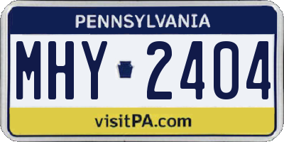 PA license plate MHY2404