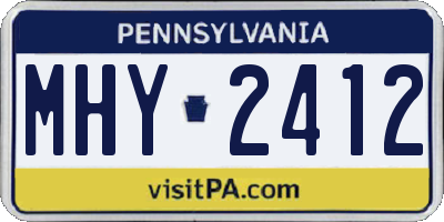 PA license plate MHY2412
