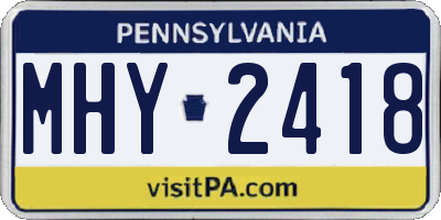 PA license plate MHY2418
