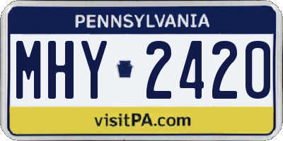 PA license plate MHY2420
