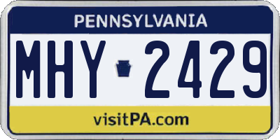 PA license plate MHY2429
