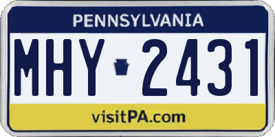 PA license plate MHY2431