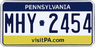 PA license plate MHY2454