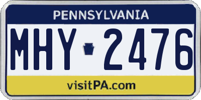 PA license plate MHY2476