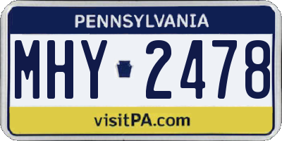 PA license plate MHY2478