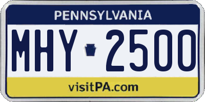 PA license plate MHY2500