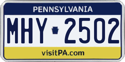 PA license plate MHY2502