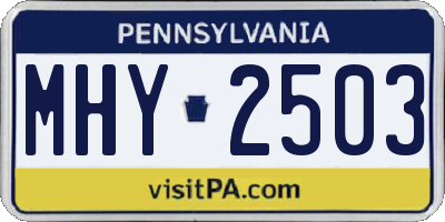 PA license plate MHY2503