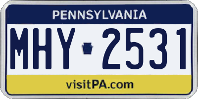 PA license plate MHY2531