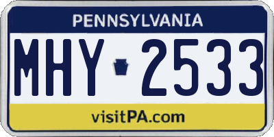 PA license plate MHY2533