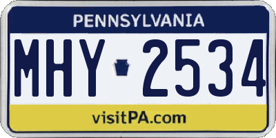 PA license plate MHY2534